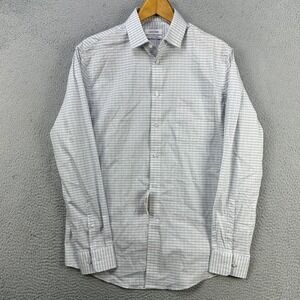 Calvin Klein Shirt Dress Mens Medium 15-15.5 34-35 White Plaid Regular Fit NEW